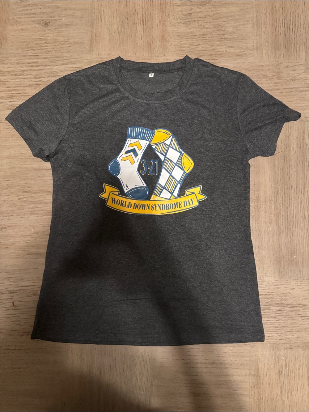Kids World Down Syndrome Day Graphic Tee - Dark Gray & Yellow